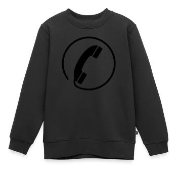 phone_sign__f1 - Sweat Premium enfant bio - noir - Devant - AI Model Kid Female (0cm)