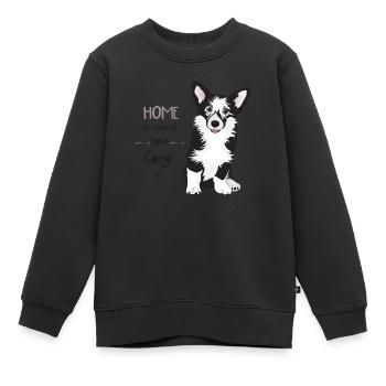 HOME IS WHERE YOUR CORGI IS - Kinder Premium Organic Sweatshirt - Schwarz - Vorne - AI Model Kid Female (0cm)