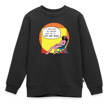 Vitruvian_Man_Leonardo_Da Vinci goes Pop Art - Kinder Premium Organic Sweatshirt - Schwarz - Vorne - AI Model Kid Female (0cm)