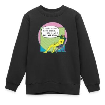 Vitruvian_Man_Leonardo_Da Vinci goes Pop Art - Kinder Premium Organic Sweatshirt - Schwarz - Vorne - AI Model Kid Female (0cm)