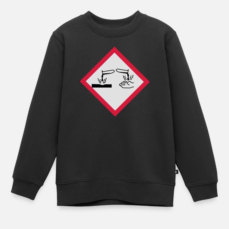 Gefahrstoffe ätzend - Kinder Premium Organic Sweatshirt - Schwarz