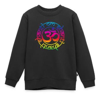 aum_om_shantil_rainbow - Kinder Premium Organic Sweatshirt - Schwarz - Vorne - AI Model Kid Female (0cm)