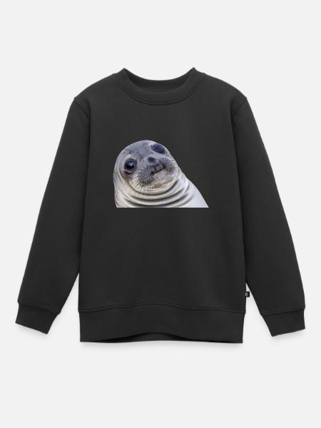 Lustige Robbe - Kinder Premium Organic Sweatshirt - Schwarz