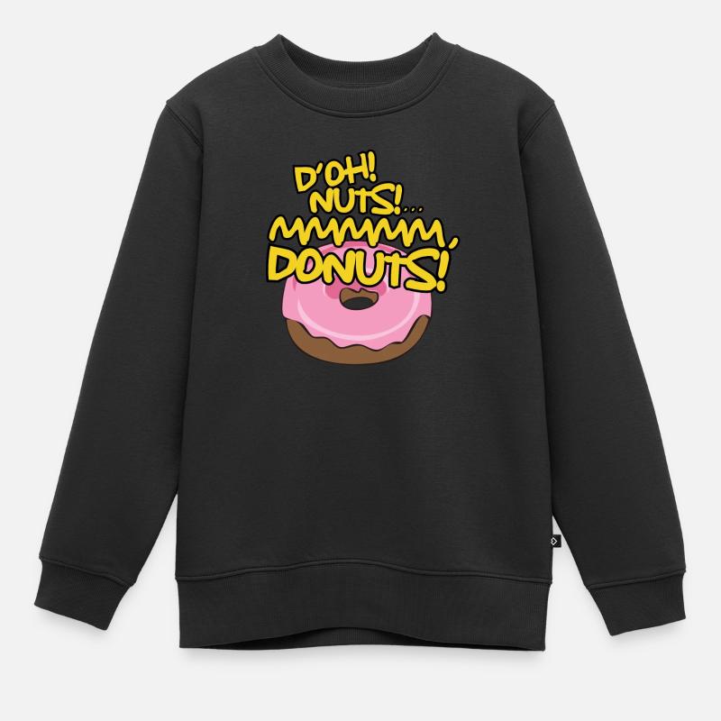 D'OH NUTS (Donuts) - Kids Premium Organic Sweatshirt - black