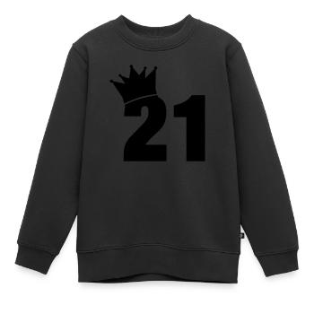 21_krone_f1 - Kinder Premium Organic Sweatshirt - Schwarz - Vorne - AI Model Kid Female (0cm)