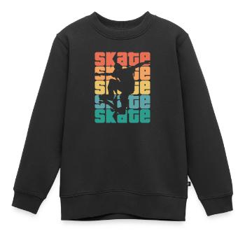 Skate Retro - Skater - Skateboard - Skateboarder - Sweat Premium enfant bio - noir - Devant - AI Model Kid Female (0cm)