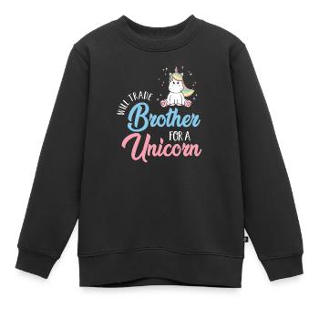 Will Trade Brother for a Unicorn Einhorn Bruder - Sweat Premium enfant bio - noir - Devant - AI Model Kid Female (0cm)