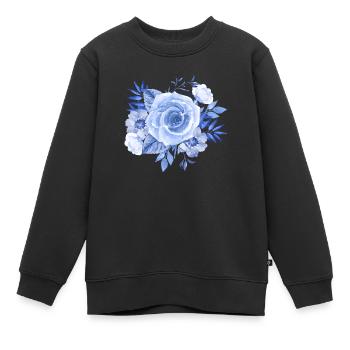 Blaue Rose - Kinder Premium Organic Sweatshirt - Schwarz - Vorne - AI Model Kid Female (0cm)