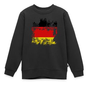 Flagge Deutschland Destroyed Effekt - Kinder Premium Organic Sweatshirt - Schwarz - Vorne - AI Model Kid Female (0cm)