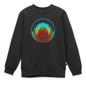 Kornkreis - Maya Maske - Symbol Zeitenwende - Kinder Premium Organic Sweatshirt - Schwarz - Vorne - AI Model Kid Female (0cm)