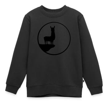 lune nuit soleil cercle tour falaise montagne silhouette - Sweat Premium enfant bio - noir - Devant - AI Model Kid Female (0cm)