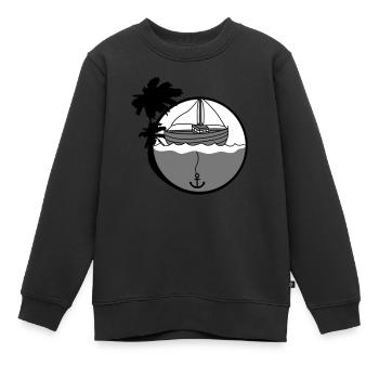 île vacances palmiers ancrés ancre jeter parc b - Sweat Premium enfant bio - noir - Devant - AI Model Kid Female (0cm)