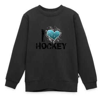i love hockey de - Kinder Premium Organic Sweatshirt - Schwarz - Vorne - AI Model Kid Female (0cm)