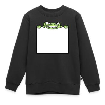 bouclier de grenouille cacher texte de texte écrire mau - Sweat Premium enfant bio - noir - Devant - AI Model Kid Female (0cm)