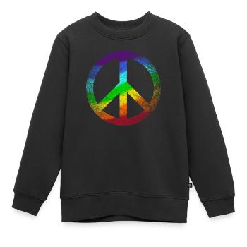 Peace-Zeichen Regenbogen Pazifist Frieden Graffiti - Kinder Premium Organic Sweatshirt - Schwarz - Vorne - AI Model Kid Female (0cm)