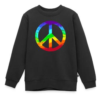 Peace-Zeichen Regenbogen Frieden Pazifist Reggae - Kinder Premium Organic Sweatshirt - Schwarz - Vorne - AI Model Kid Female (0cm)