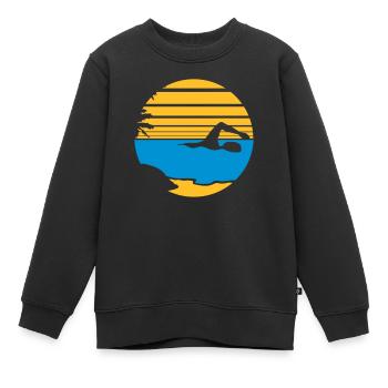 palmen insel urlaub ferien sonne strand schwimmen - Kinder Premium Organic Sweatshirt - Schwarz - Vorne - AI Model Kid Female (0cm)