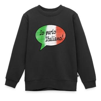Ich spreche Italienisch mit Flagge als Sprechblase - Kinder Premium Organic Sweatshirt - Schwarz - Vorne - AI Model Kid Female (0cm)