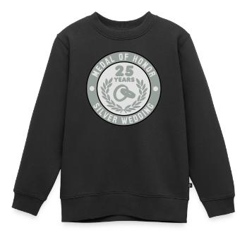 MEDAL OF HONOR ARGENT MARIAGE 25 3C - Sweat Premium enfant bio - noir - Devant - AI Model Kid Female (0cm)
