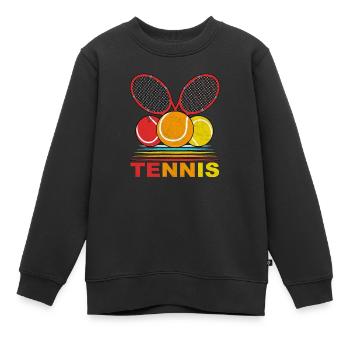 tennis racket - Kids Premium Organic Sweatshirt - black - Front - AI Model Kid Female (0cm)