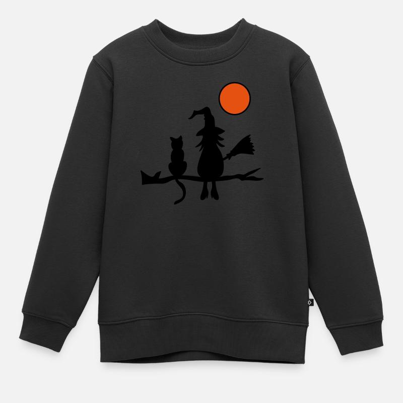 Sorcière avec chat - Sweat Premium enfant bio - noir