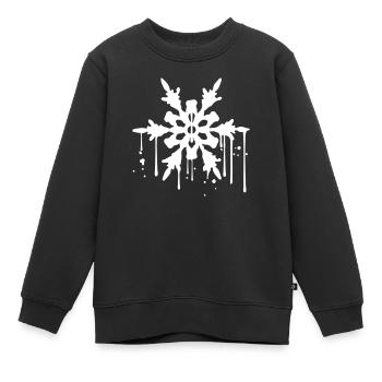graffiti humide gouttes fondu hiver cool kal - Sweat Premium enfant bio - noir - Devant - AI Model Kid Female (0cm)
