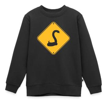 avertissement les yeux bandés serpent mise en garde attention h - Sweat Premium enfant bio - noir - Devant - AI Model Kid Female (0cm)