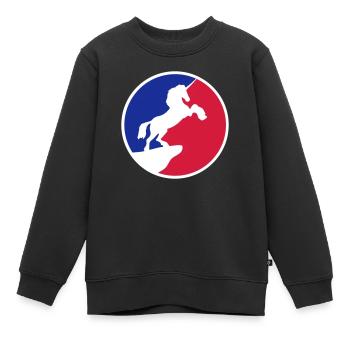 sport rouge bleu logo cool silhouette nuit falaise m - Sweat Premium enfant bio - noir - Devant - AI Model Kid Female (0cm)