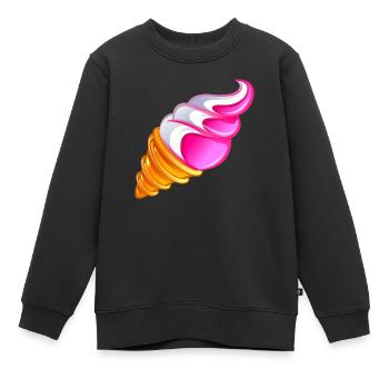 glace vanille fraise kawa - Sweat Premium enfant bio - noir - Devant - AI Model Kid Female (0cm)