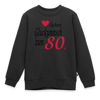 80e anniversaire - Sweat Premium enfant bio - noir - Devant - AI Model Kid Female (0cm)