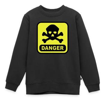 Crâne danger - Sweat Premium enfant bio - noir - Devant - AI Model Kid Female (0cm)