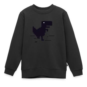 Retro Pixel Dinosaurier - Kinder Premium Organic Sweatshirt - Schwarz - Vorne - AI Model Kid Female (0cm)