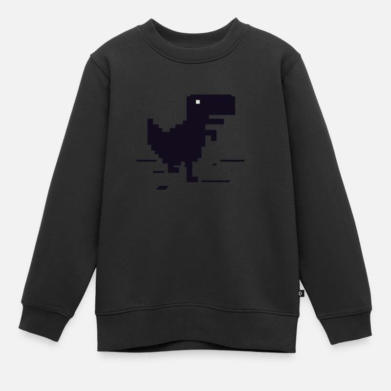 Dinosaure pixel rétro - Sweat Premium enfant bio - noir