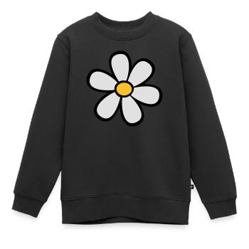 Marguerites - Sweat Premium enfant bio - noir - Devant - AI Model Kid Female (0cm)