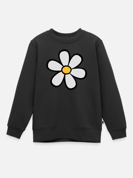 Marguerites - Sweat Premium enfant bio - noir