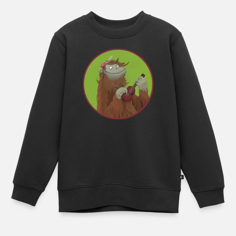 Monkey with ukulele - Kids Premium Organic Sweatshirt - black