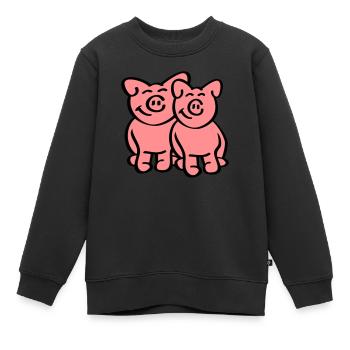 Cute Pigs - Kinder Premium Organic Sweatshirt - Schwarz - Vorne - AI Model Kid Female (0cm)