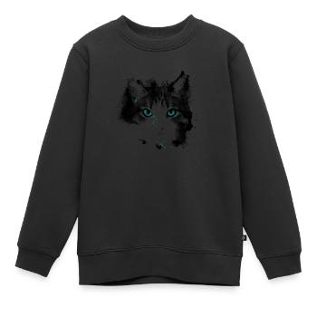 Yeux chat - Sweat Premium enfant bio - noir - Devant - AI Model Kid Female (0cm)