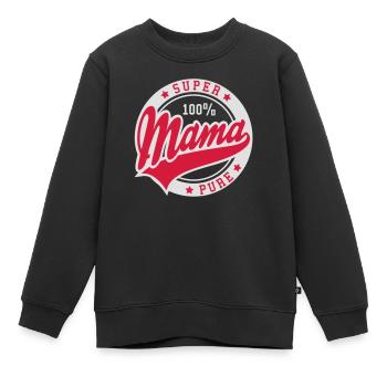 100 pour cent pur SUPER MAMA 2C - Sweat Premium enfant bio - noir - Devant - AI Model Kid Female (0cm)