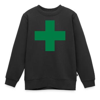 gruenes kreuz rotes blaues gelbes - Kinder Premium Organic Sweatshirt - Schwarz - Vorne - AI Model Kid Female (0cm)
