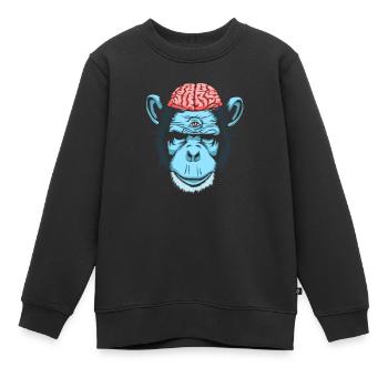 Brain Chimp - Kids Premium Organic Sweatshirt - black - Front - AI Model Kid Female (0cm)