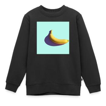 Abstrakte Banane Minimalismus Aquarell - Kinder Premium Organic Sweatshirt - Schwarz - Vorne - AI Model Kid Female (0cm)