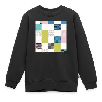Carrés d'art abstrait - Sweat Premium enfant bio - noir - Devant - AI Model Kid Female (0cm)