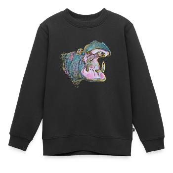 hippopotame - Sweat Premium enfant bio - noir - Devant - AI Model Kid Female (0cm)