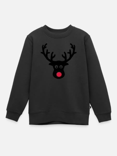 Rentier Elch - Kinder Premium Organic Sweatshirt - Schwarz