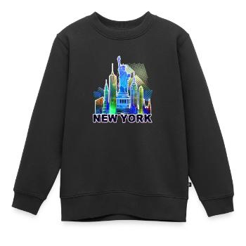 New York 3 ans - Sweat Premium enfant bio - noir - Devant - AI Model Kid Female (0cm)