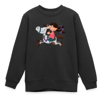vl099a_pferdemaedchen_4c - Kinder Premium Organic Sweatshirt - Schwarz - Vorne - AI Model Kid Female (0cm)