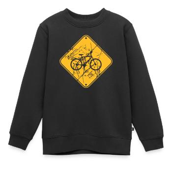 kratzer risse fahrrad hinweisschild schild hinweis - Kinder Premium Organic Sweatshirt - Schwarz - Vorne - AI Model Kid Female (0cm)