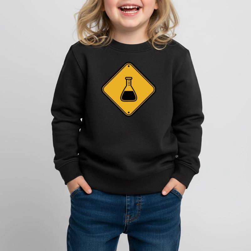 caution science shield note caution flues Kids Premium Organic Sweatshirt
