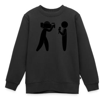 Reporter spricht vor Kamera - Kinder Premium Organic Sweatshirt - Schwarz - Vorne - AI Model Kid Female (0cm)